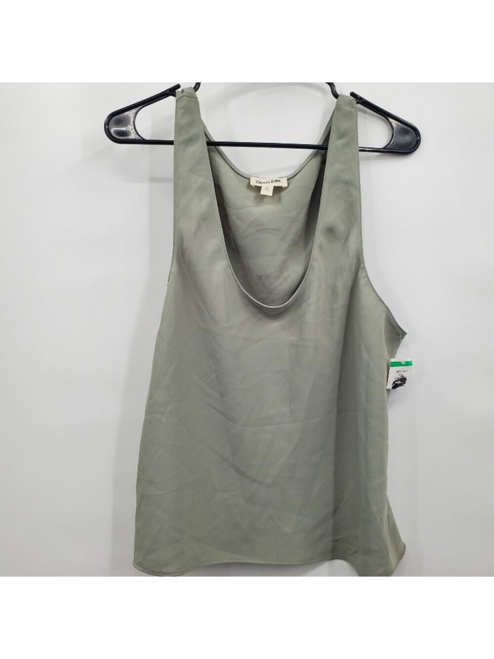 Open Edit Green Woven Tank Top Women Size XL Scoop Neck Sleeveless Lightweight